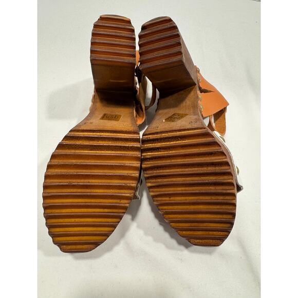 Primadonna Collection Ankle Strap Wooden Platform Heels Sandals 40 White Brown - Picture 7 of 11